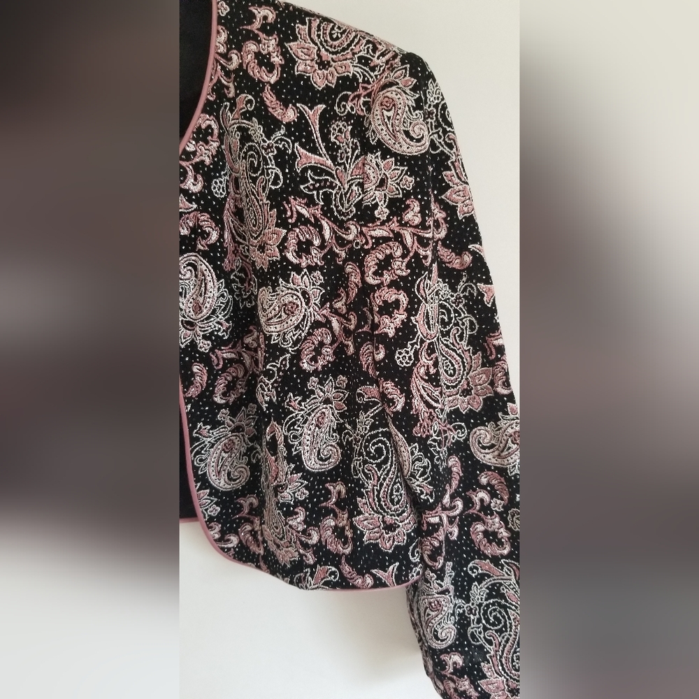 Women's Alex Evenings cropped bolero jacket Sz10P black mauve and sparkles - Picture 10 of 11